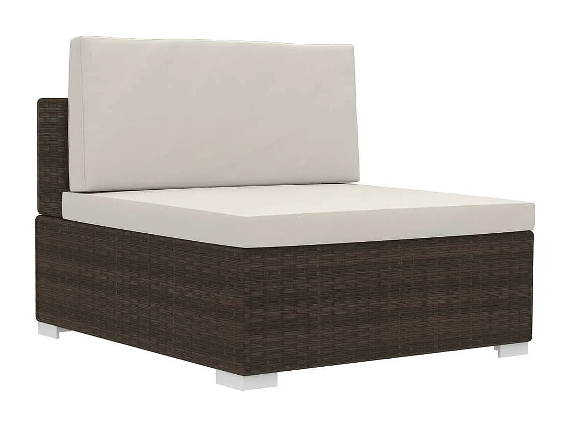 Salon de jardin 4 pcs avec coussins Résine tressée Marron 7