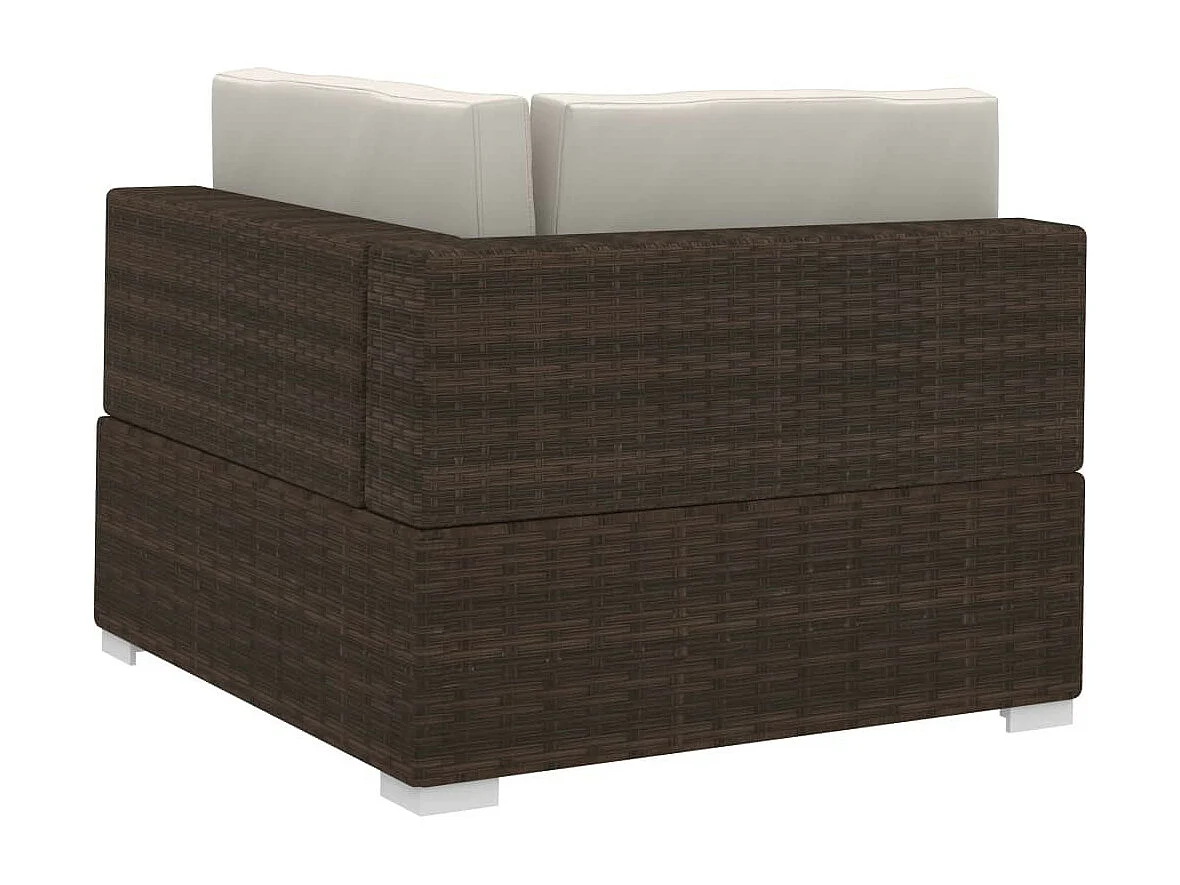 Salon de jardin 4 pcs avec coussins Résine tressée Marron 7