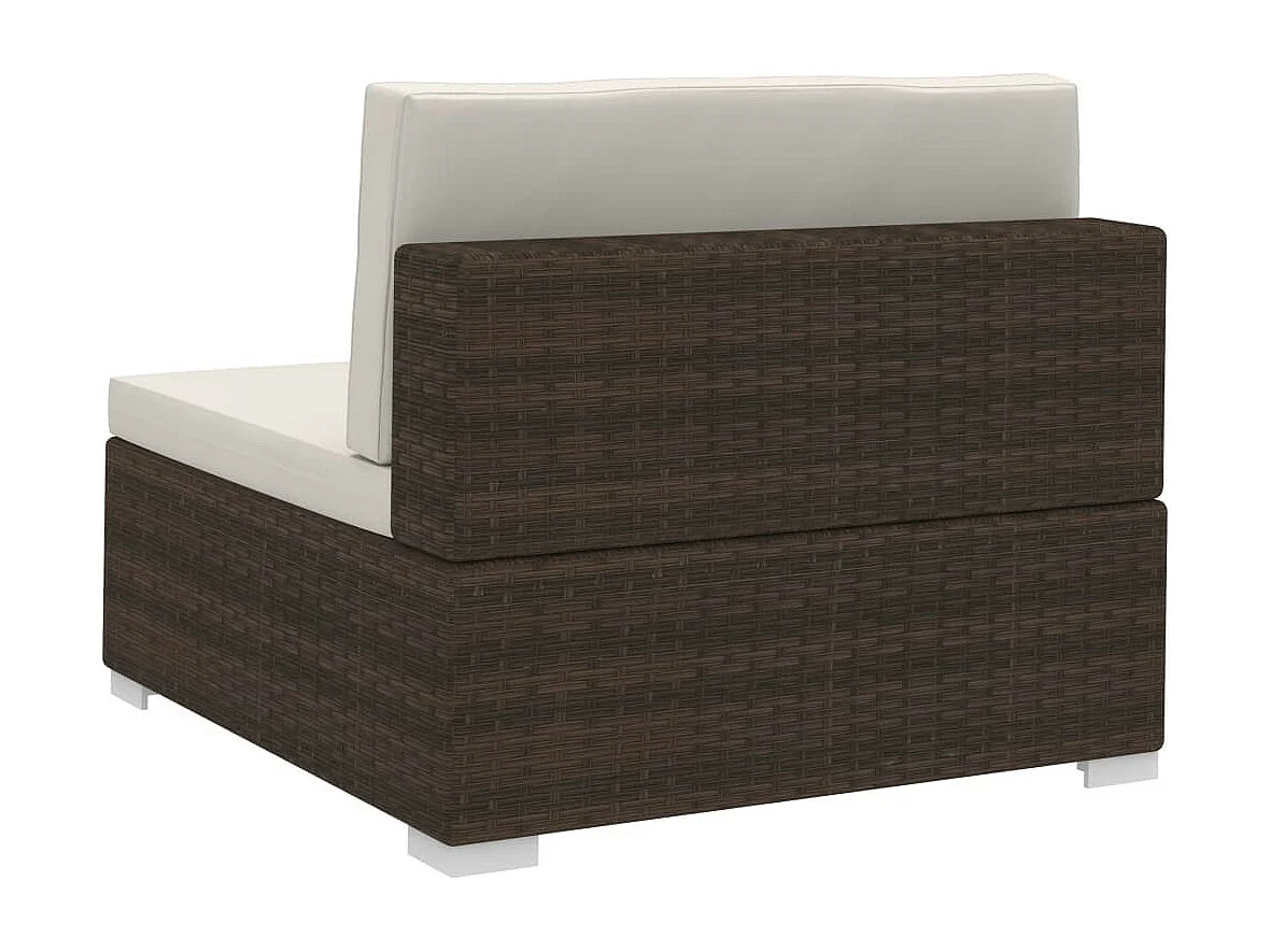 Salon de jardin 4 pcs avec coussins Résine tressée Marron 7