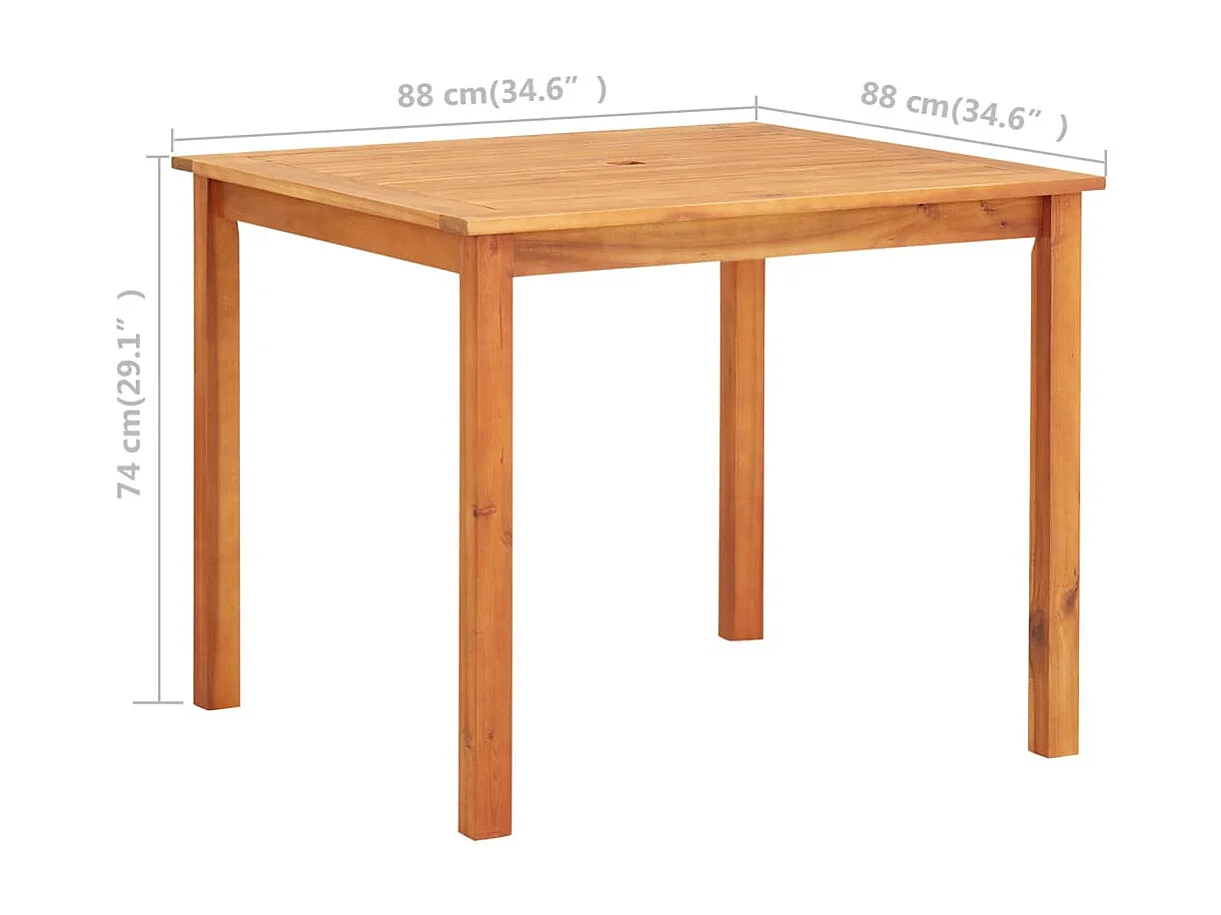 Mobilier à dîner de jardin 3 pcs et coussins Acacia solide 2