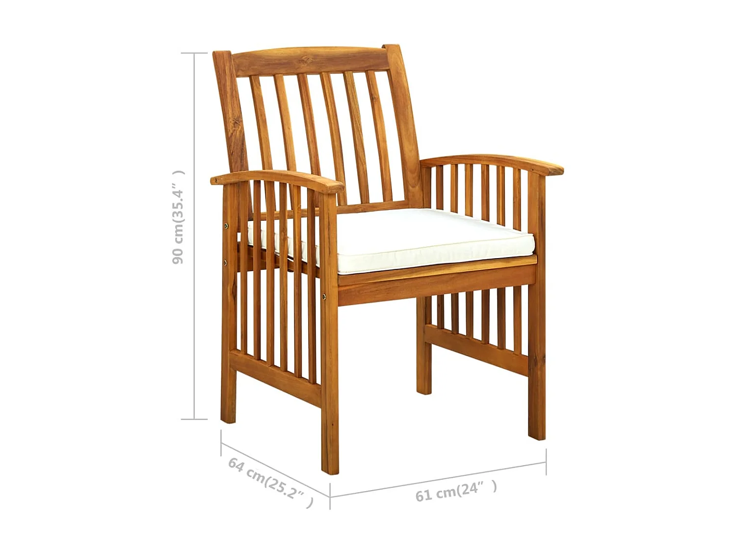 Mobilier à dîner de jardin 3 pcs et coussins Acacia solide 2