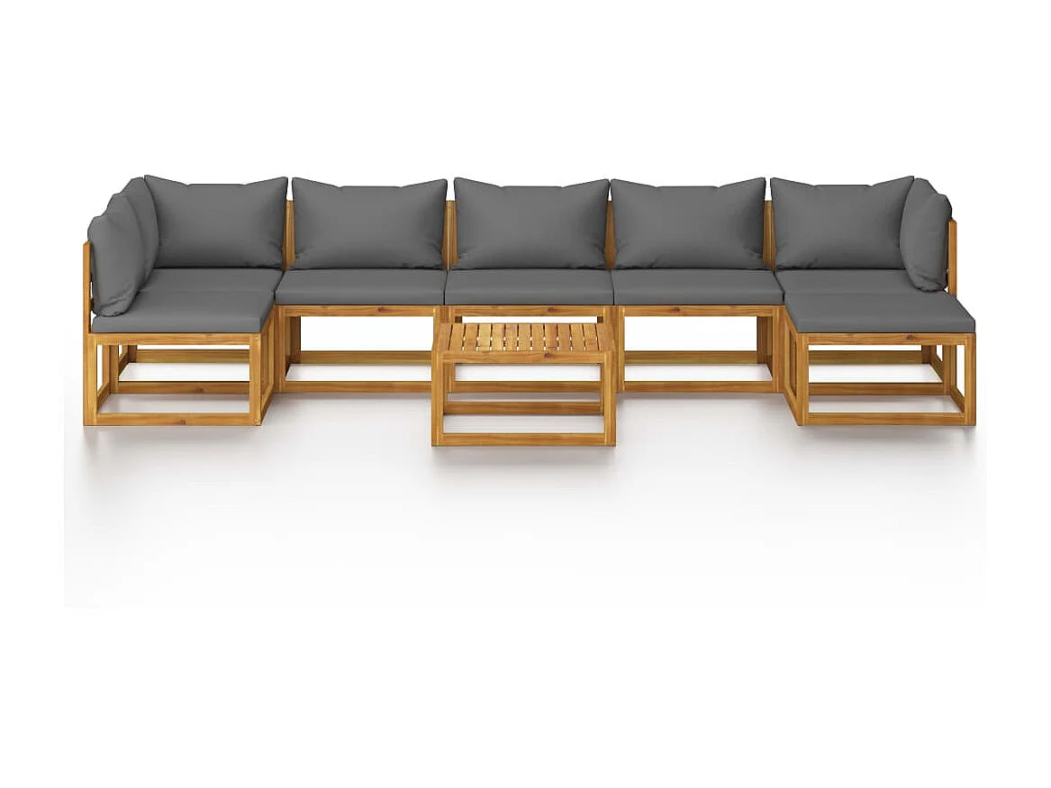 Salon de jardin 8 pcs avec coussin Bois d'acacia solide 4