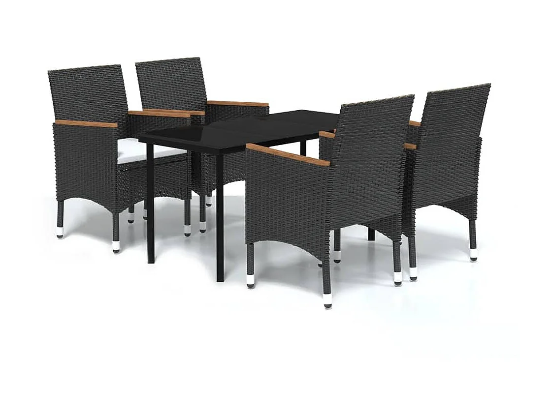 Ensemble de salle à manger de jardin avec coussins 5 pcs Noir 9