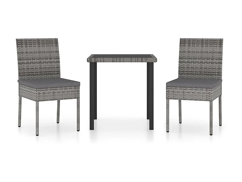 Ensemble de salle à manger de jardin 3 pcs Résine tressée Gris 6