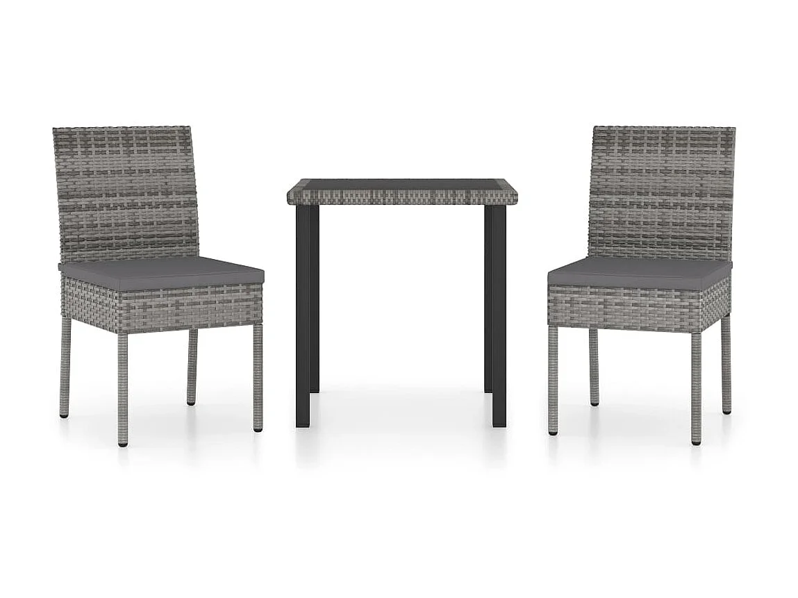 Ensemble de salle à manger de jardin 3 pcs Résine tressée Gris 6