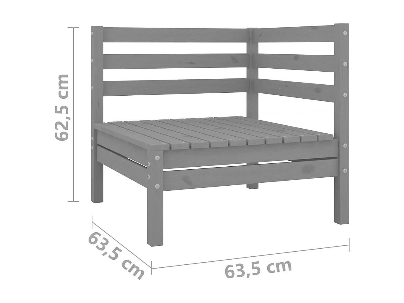 Salon de jardin 6 pcs Bois de pin massif Gris 10