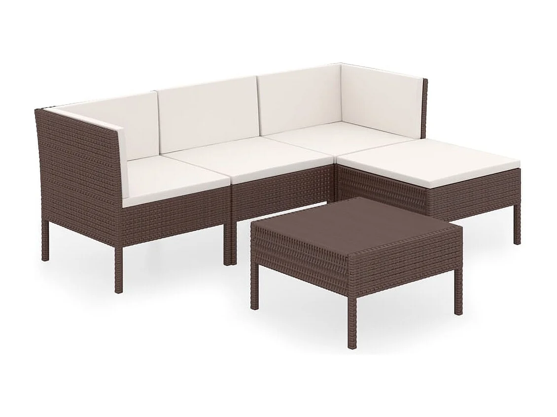 Salon de jardin 5 pcs avec coussins Résine tressée Marron 43