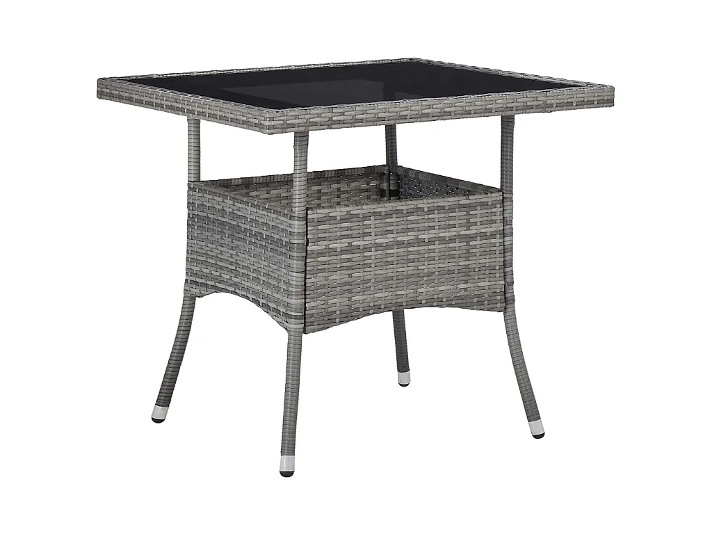 Ensemble à dîner de jardin 3 pcs Résine tressée et verre Gris