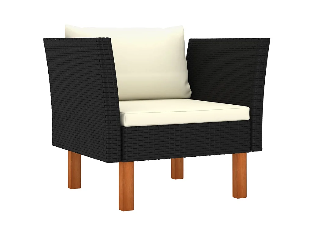 Salon de jardin 8 pcs Résine tressée et bois d'eucalyptus Noir