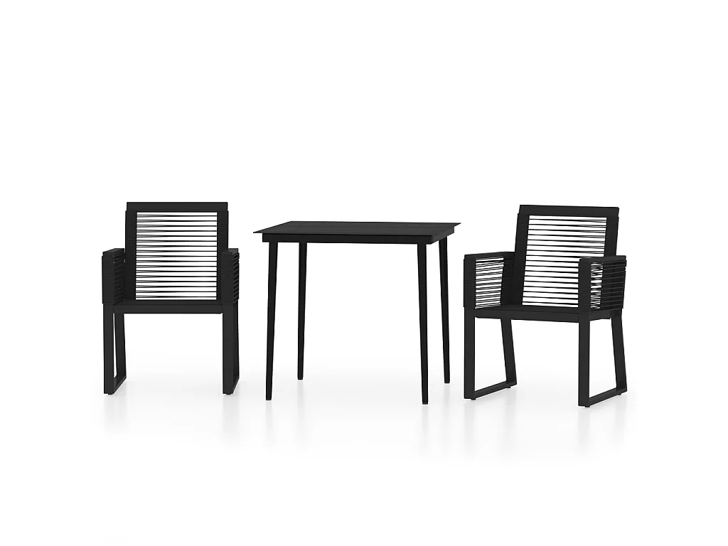 Ensemble de salle à manger de jardin 3 pcs Noir 6