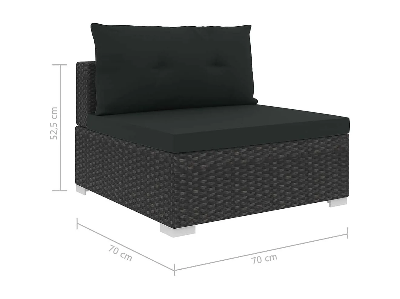 Salon de jardin 10 pcs avec coussins Résine tressée Noir 26