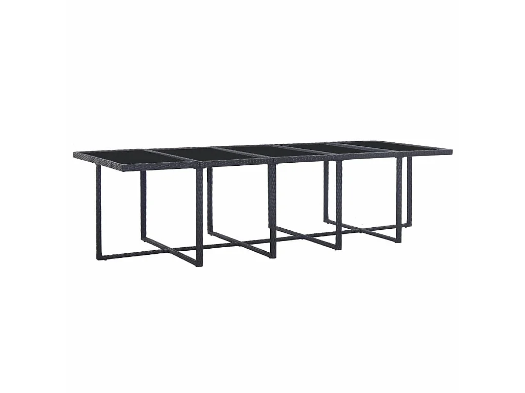 Salon de jardin 15 pcs avec coussins Résine tressée Noir 2