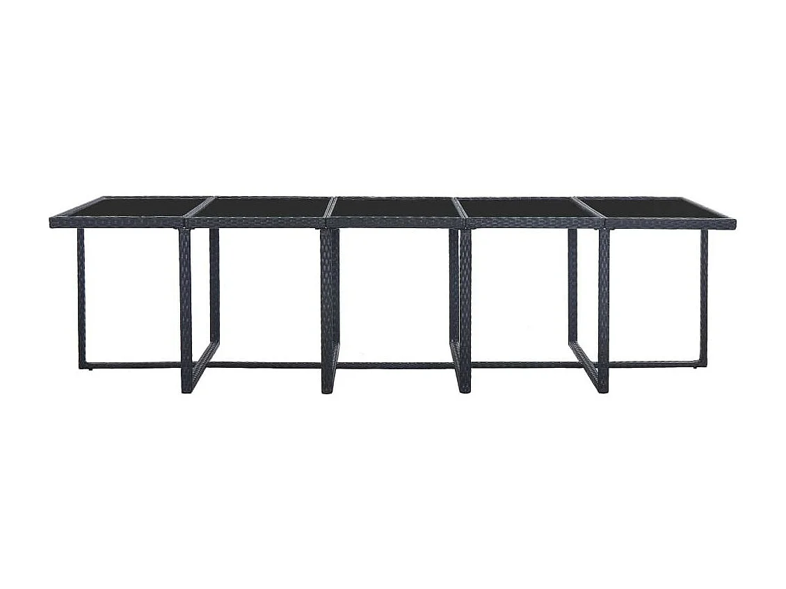 Salon de jardin 15 pcs avec coussins Résine tressée Noir 2