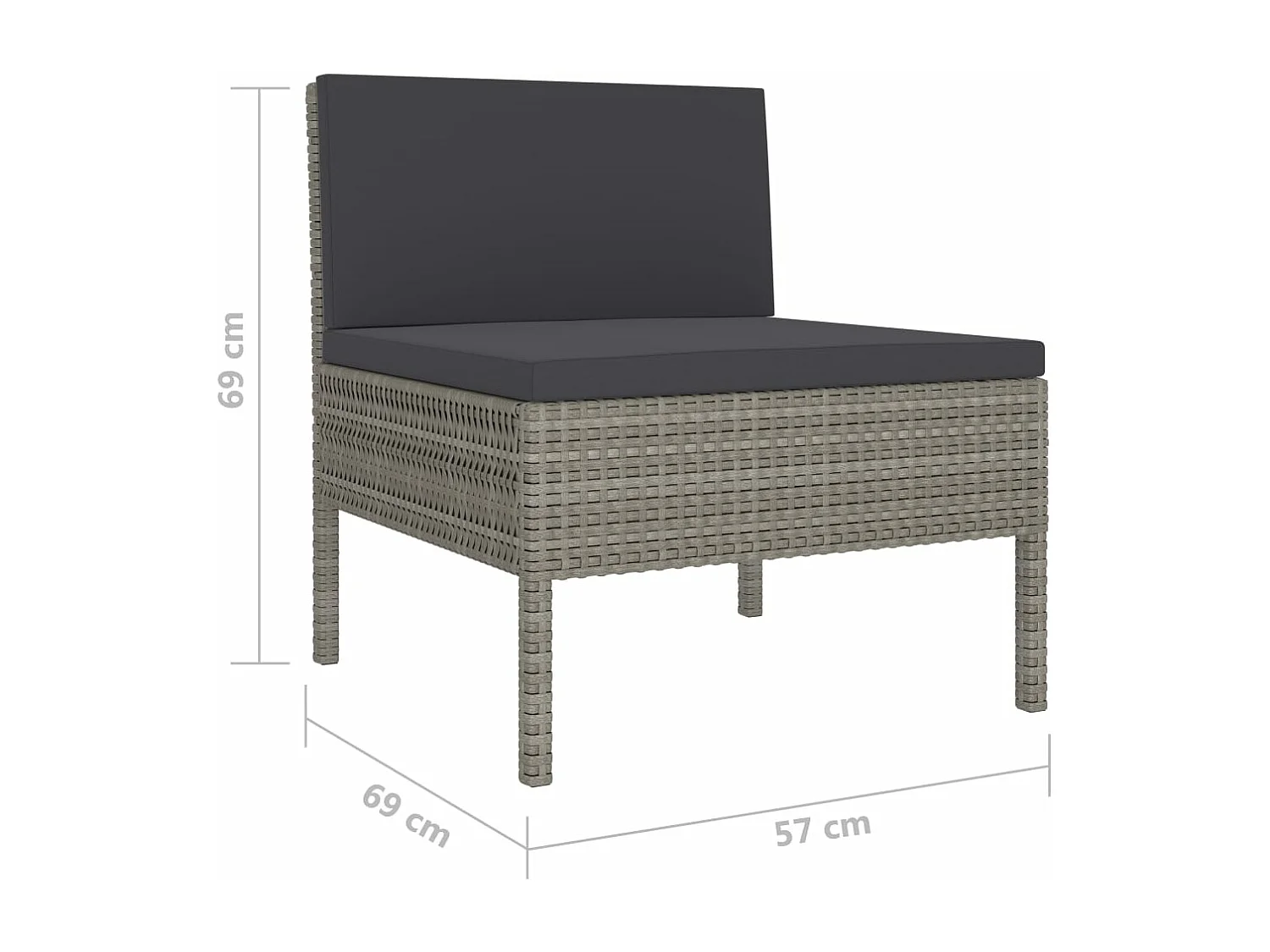 Salon de jardin 10 pcs avec coussins Résine tressée Gris 14