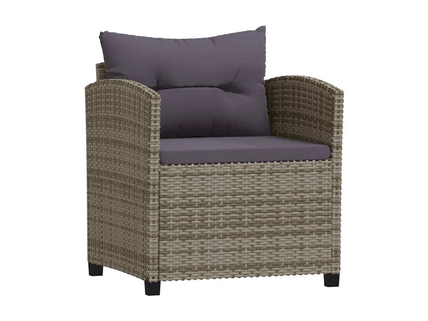 Salon de jardin 3 pcs avec coussins Résine tressée Gris 2