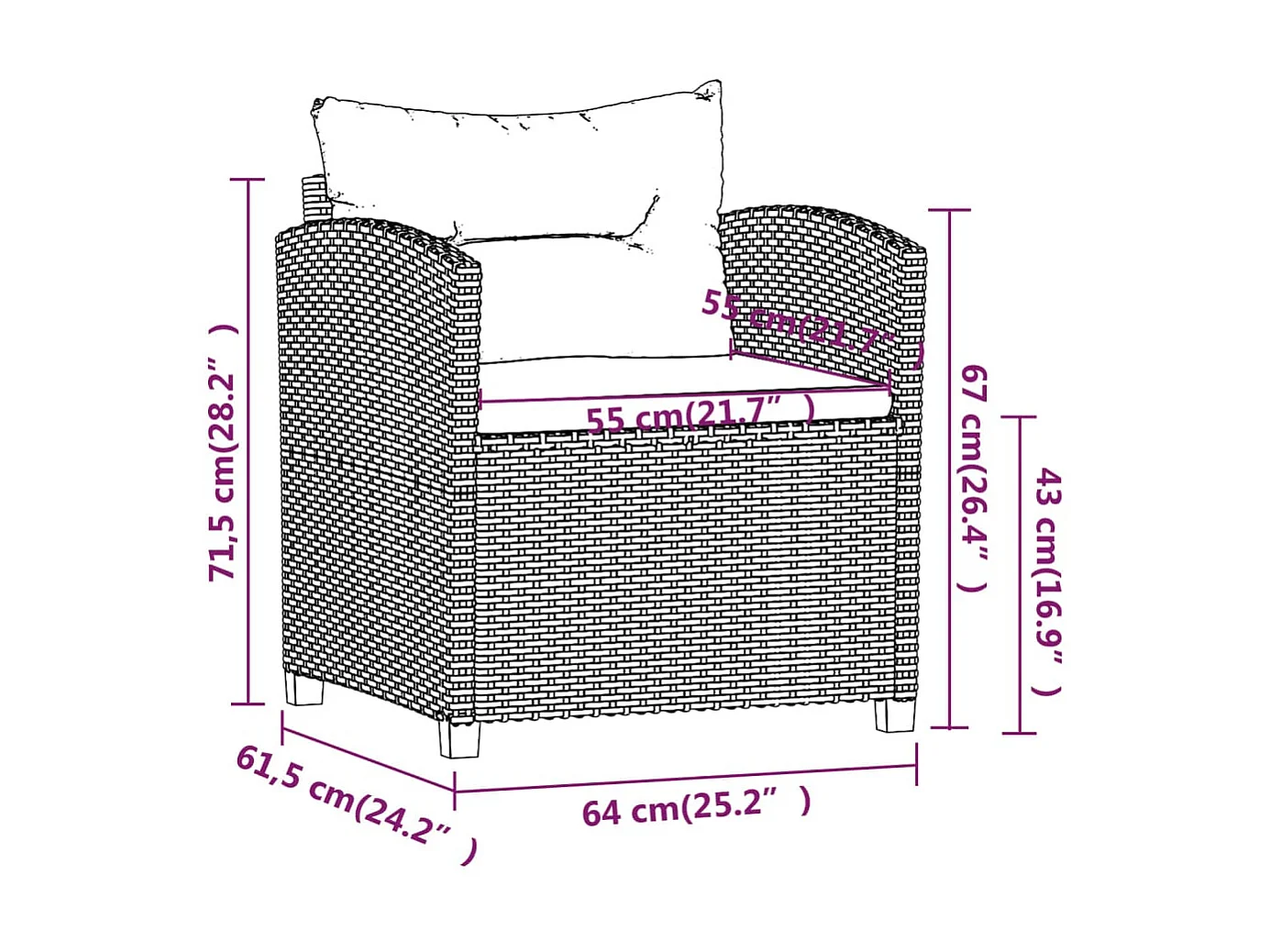 Salon de jardin 3 pcs avec coussins Résine tressée Gris 2