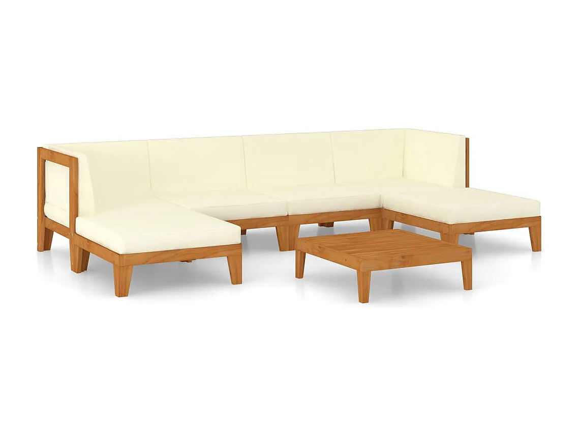 Salon de jardin 7 pcs avec coussins Bois d'acacia solide 13