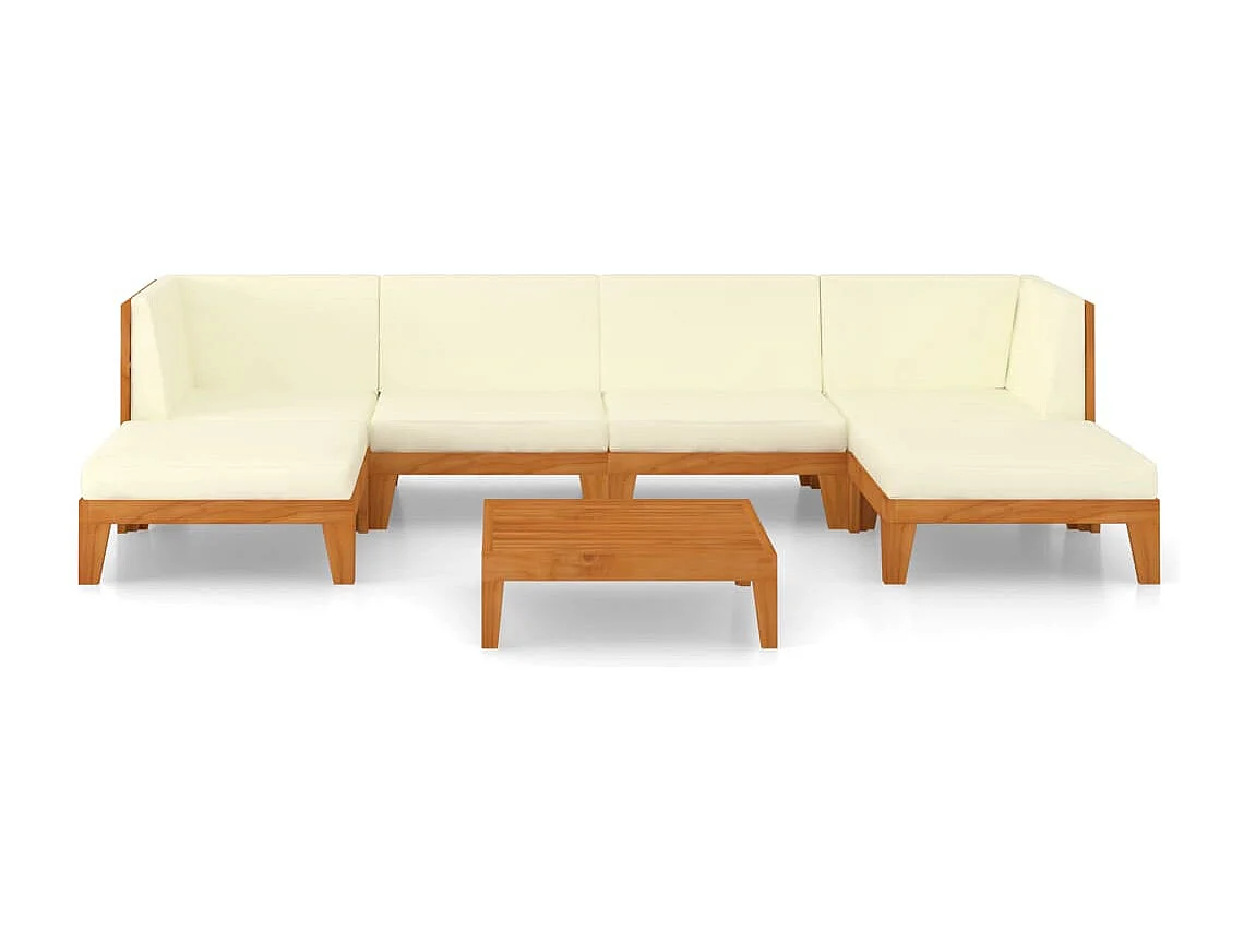 Salon de jardin 7 pcs avec coussins Bois d'acacia solide 13