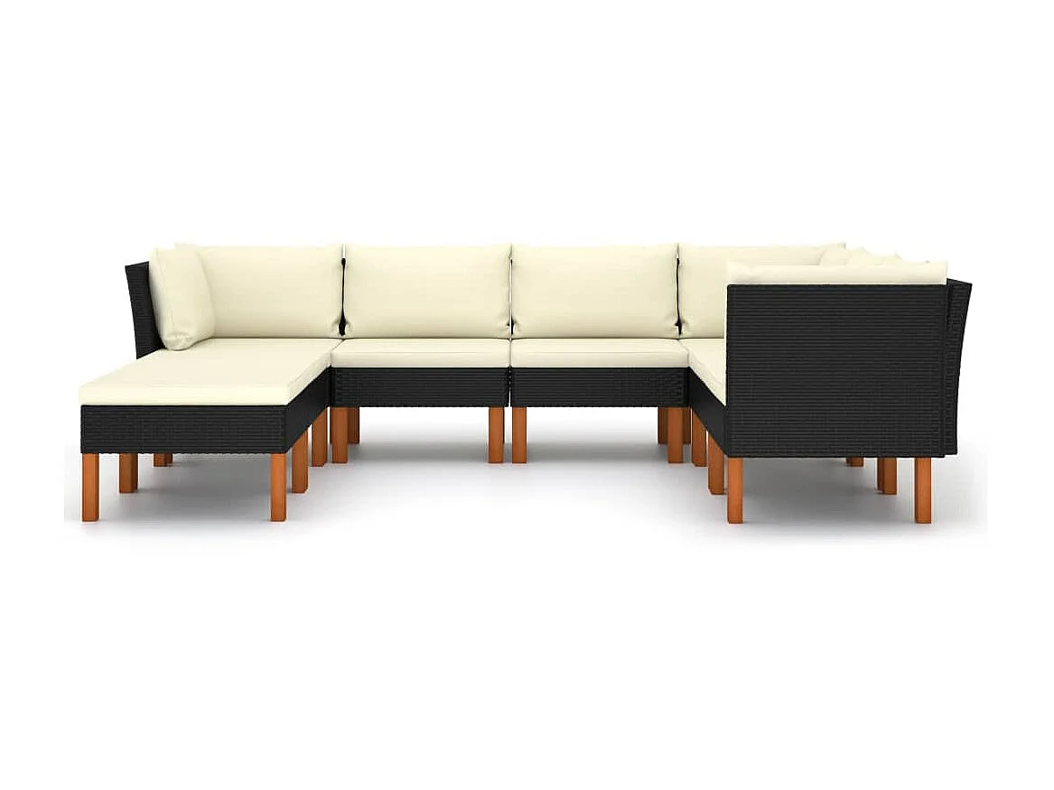 Salon de jardin 8 pcs avec coussins Résine tressée Noir 50