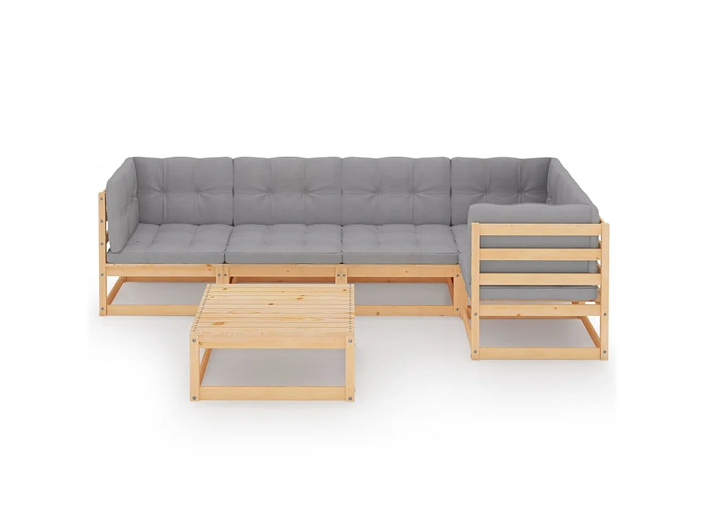 Salon de jardin 6 pcs avec coussins Bois de pin massif 49