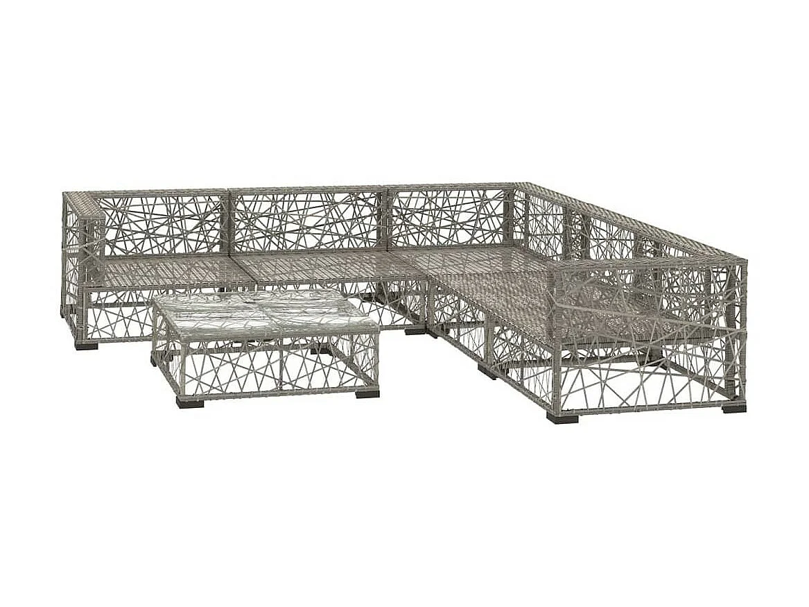 Salon de jardin 6 pcs avec coussins Résine tressée Gris 22