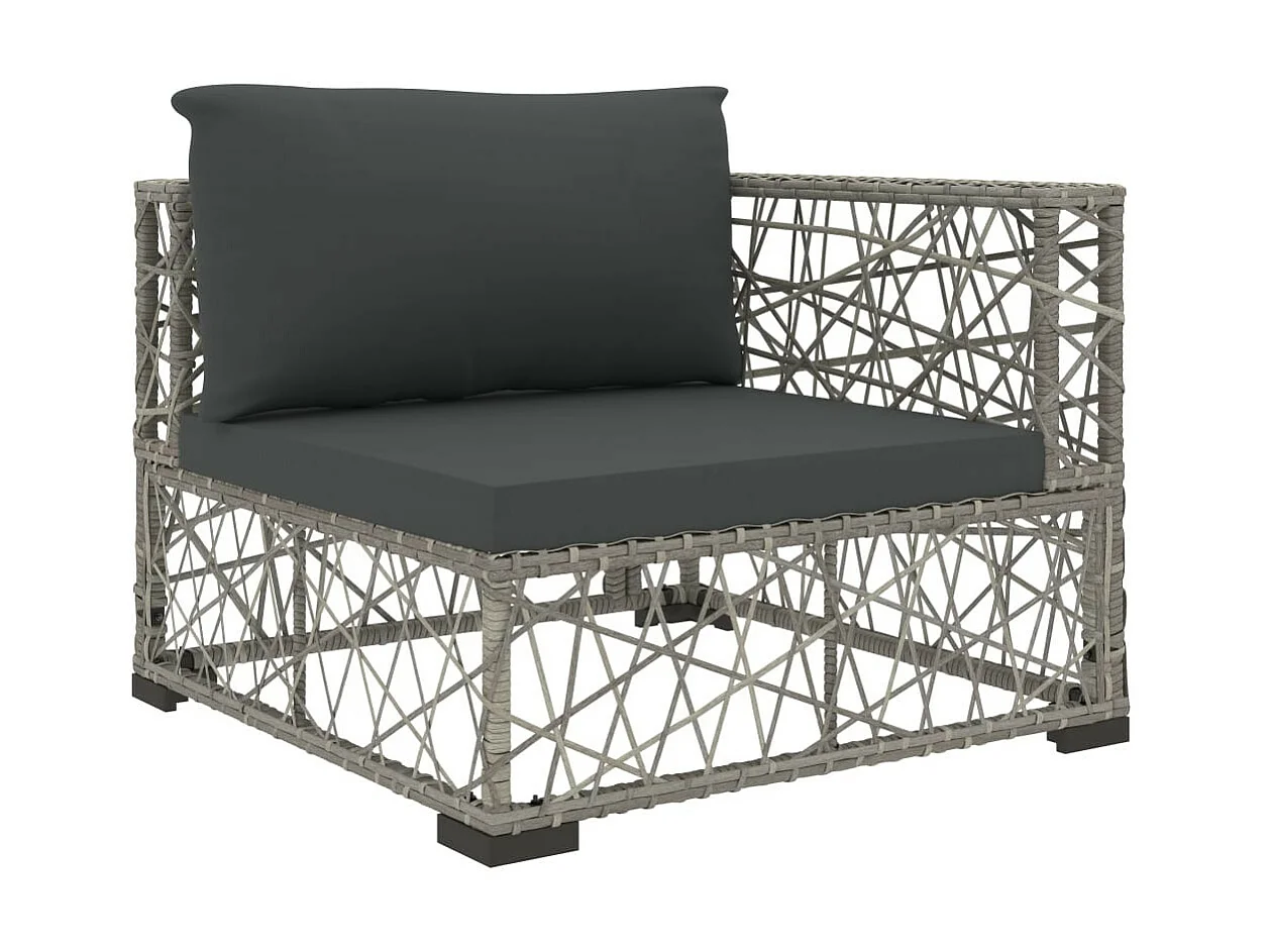 Salon de jardin 6 pcs avec coussins Résine tressée Gris 22