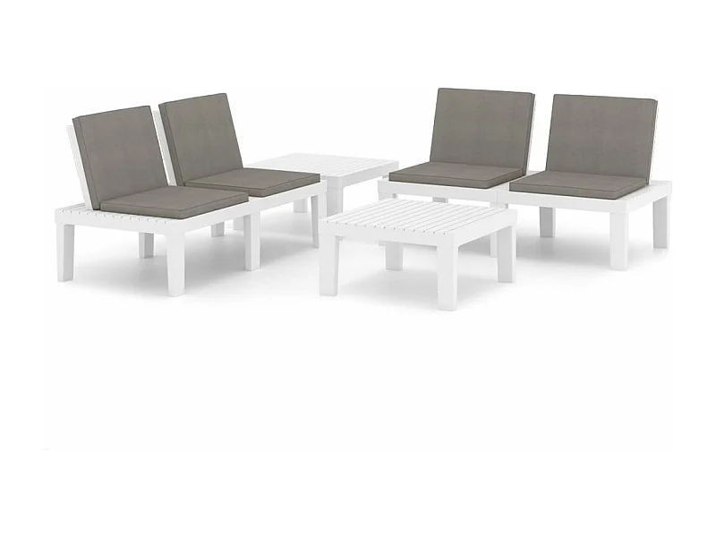 Salon de jardin 4 pcs avec coussins Plastique Blanc 2