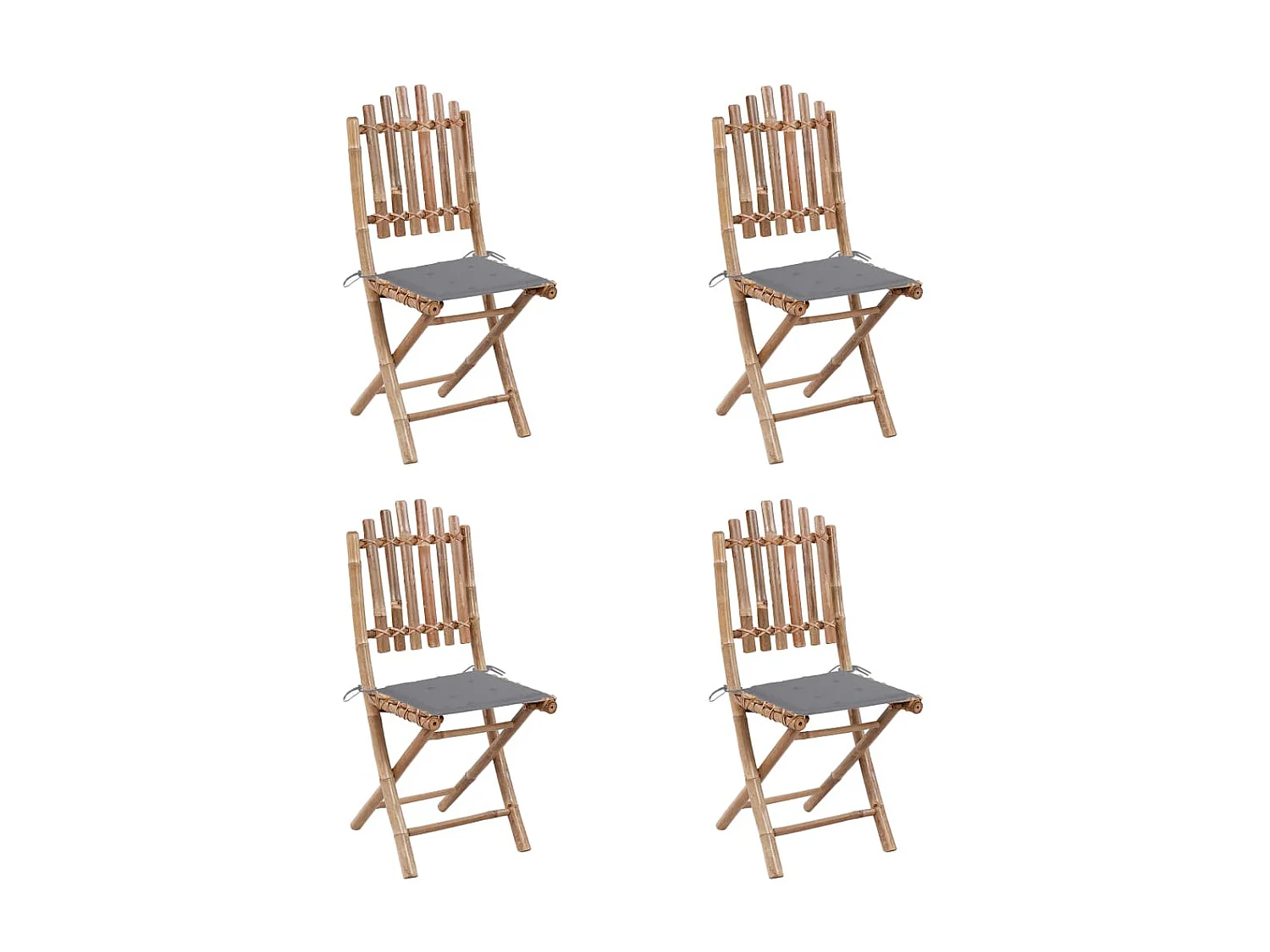 Mobilier à dîner d'extérieur pliable 5 pcs avec coussins Bambou 26