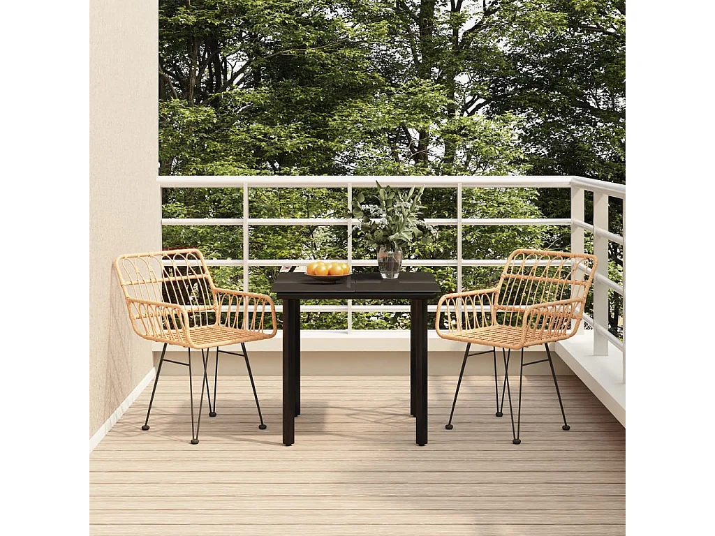 Ensemble de salle à manger de jardin 3 pcs Résine tressée