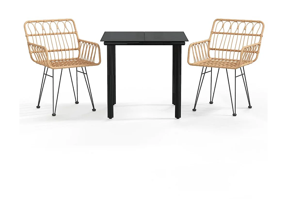 Ensemble de salle à manger de jardin 3 pcs Résine tressée