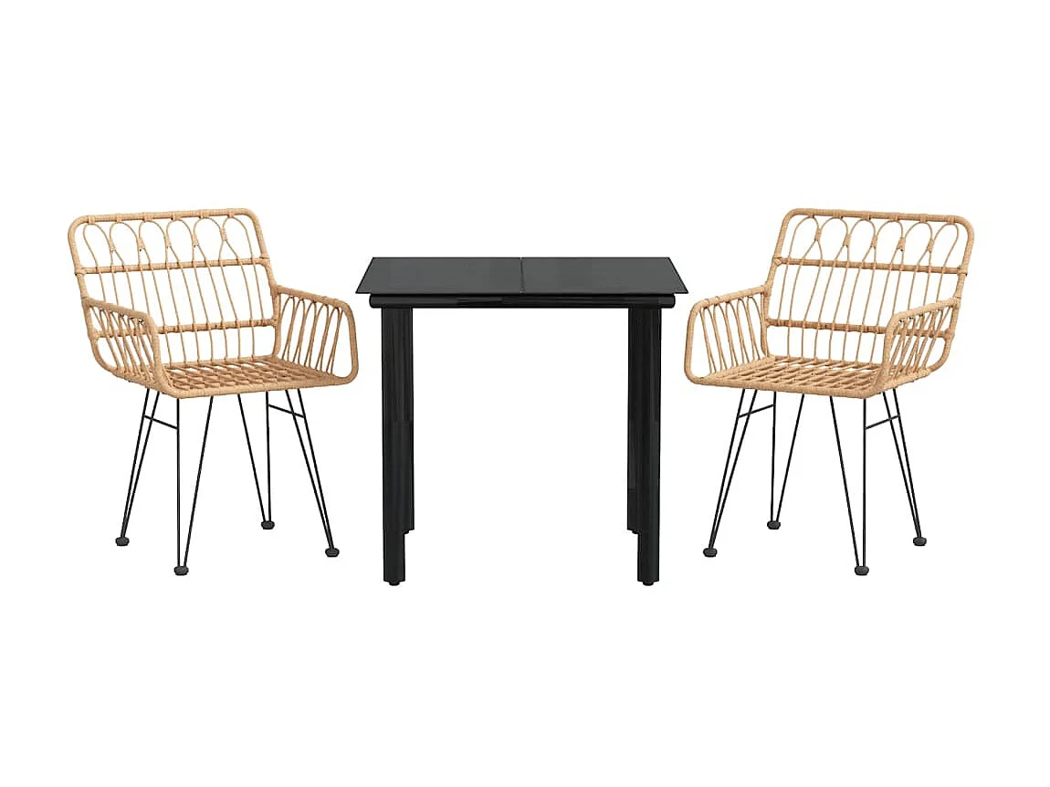Ensemble de salle à manger de jardin 3 pcs Résine tressée