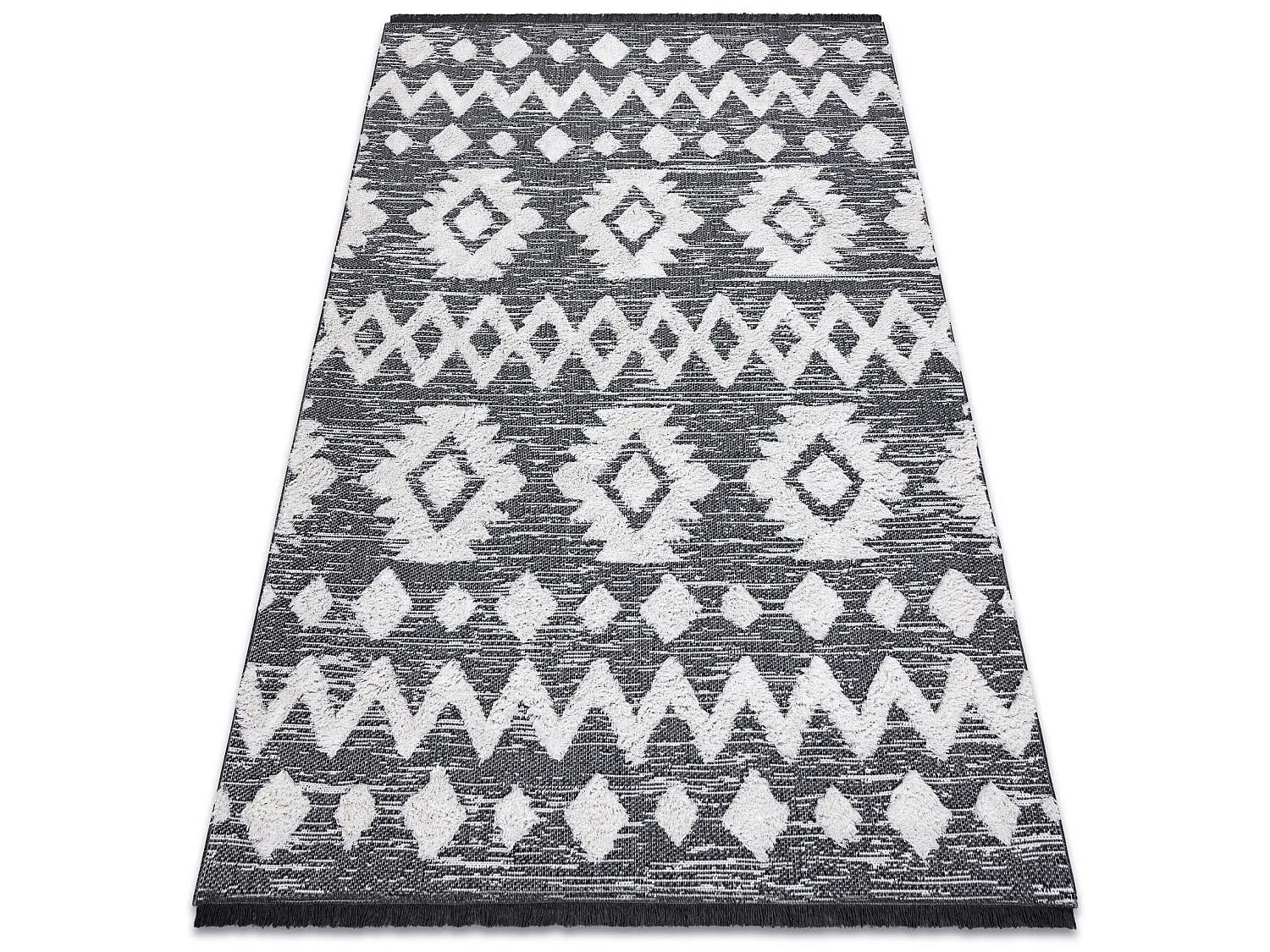 Tapis ECO SIZAL BOHO MOROC Etno Zigzag 22319 franges - deux niveaux de 175x270 cm