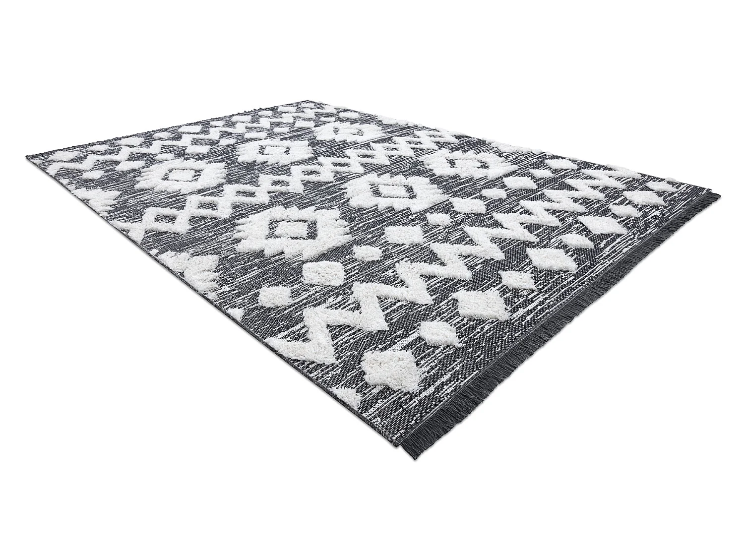 Tapis ECO SIZAL BOHO MOROC Etno Zigzag 22319 franges - deux niveaux de 175x270 cm