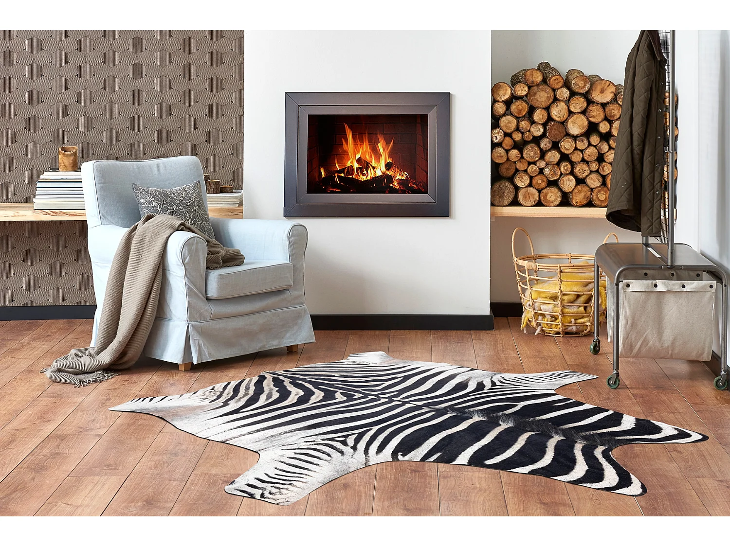 Dywan Sztuczna Skóra Bydlęca, Zebra G5128-1 Biało-czarna skórka 180x220 cm