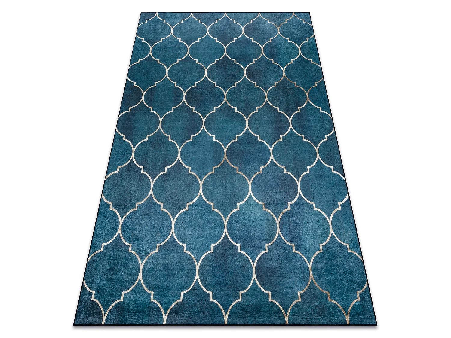 ANDRE 1181 tapijt wasbaar klaver Marokkaanse antislip - blauw 160x220 cm