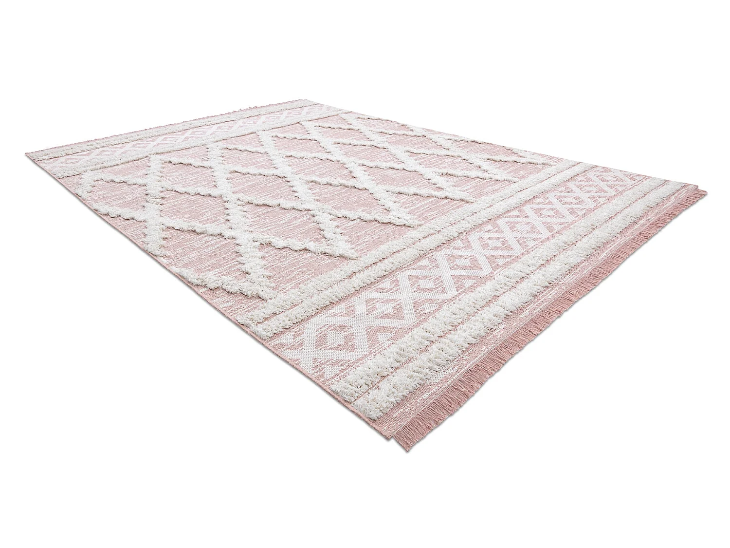 Tapijt MOROC Ruit 22297 Ecologisch , EKO SISAL rand - twee poolhoogte  155x220 cm