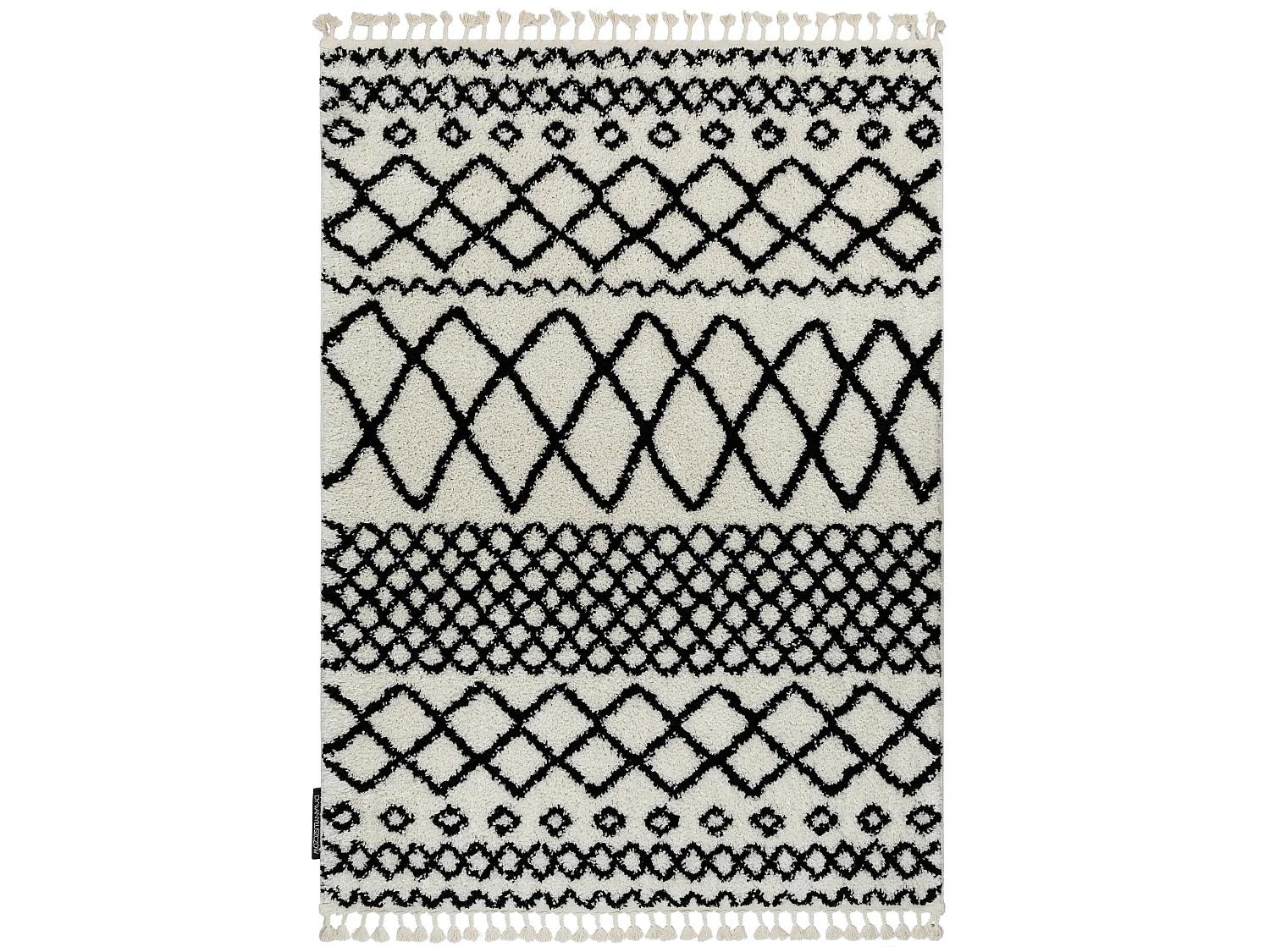 Tapete BERBER SAFI N9040 branco/preto Franjas berbere marroquino shagg 160x220 cm