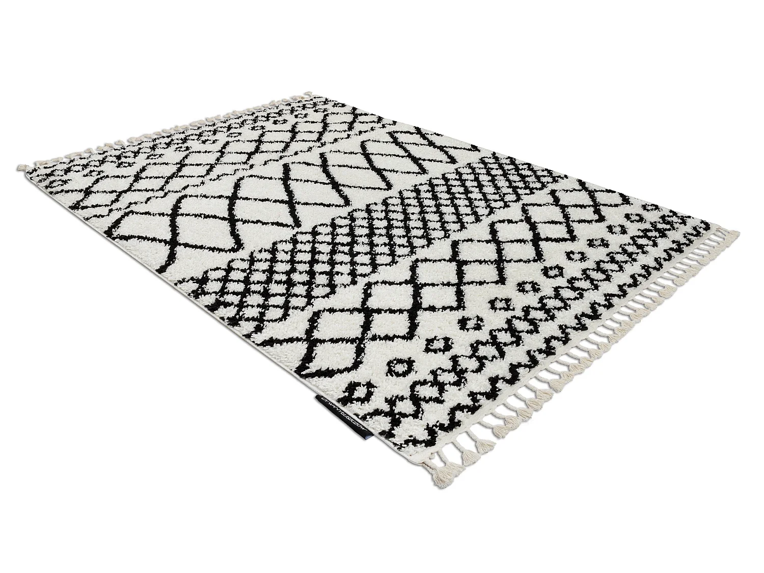 Tappeto BERBER SAFI N9040 bianco / nero Frange berbero marocchino shag 160x220 cm