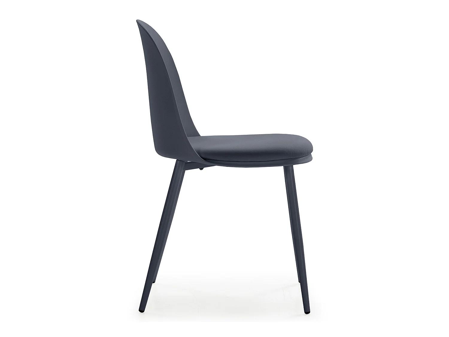 Lot de 4 chaises Kana bleus, pieds en métal et assise rembourrée