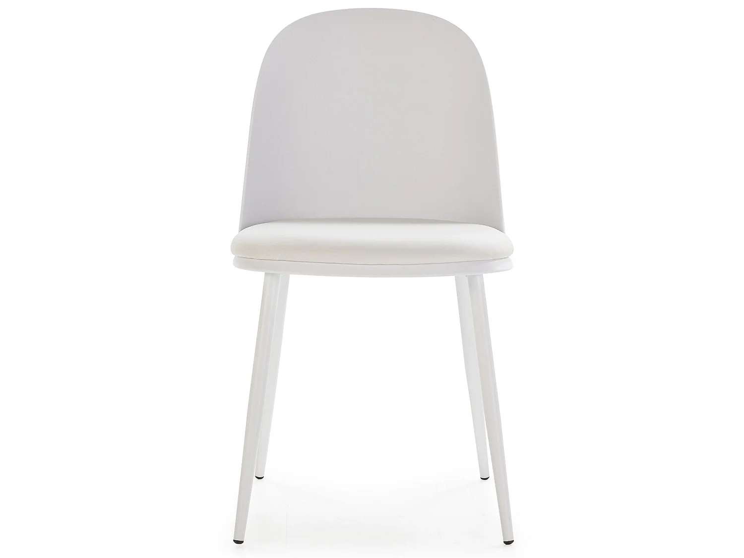 Lot de 4 chaises Kana blanches, pieds en métal et assise rembourrée