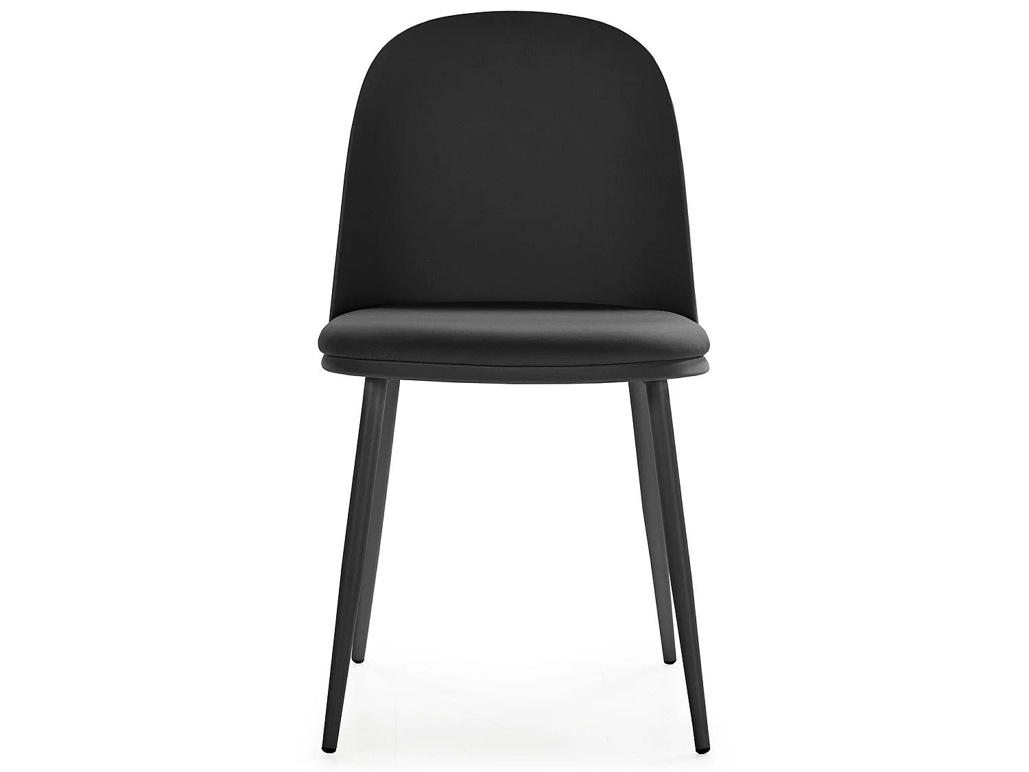 Set van 4 stoelen Kana Zwart, metalen poten en gestoffeerde zitting