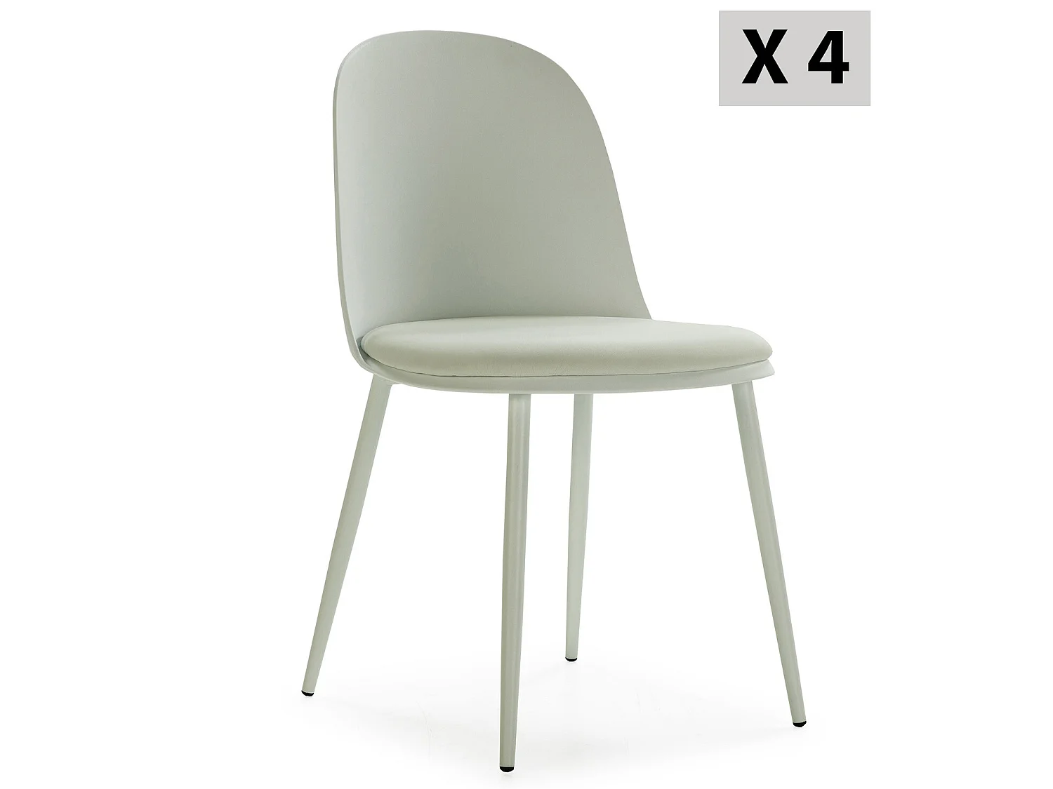 Set de 4 sillas Kana Verde, patas metálicas y asiento tapizado