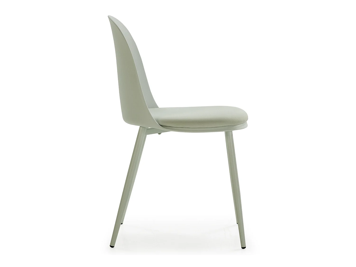 Lot de 4 chaises Kana vert, pieds en métal et assise rembourrée