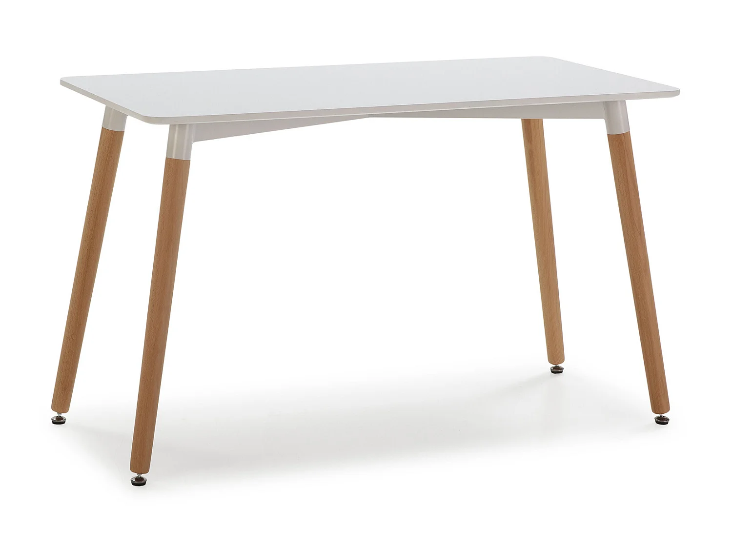 Table à manger Aroa blanche, pieds en bois de hêtre, 120x60 cm
