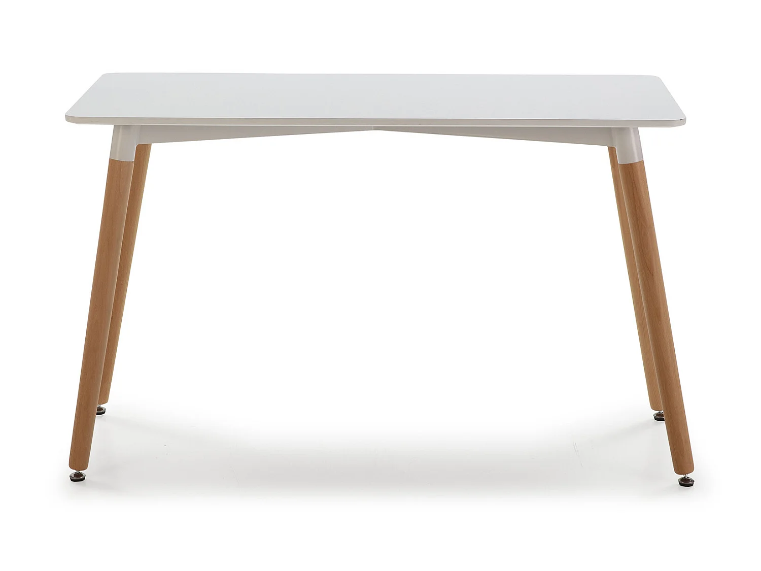 Table à manger Aroa blanche, pieds en bois de hêtre, 120x60 cm
