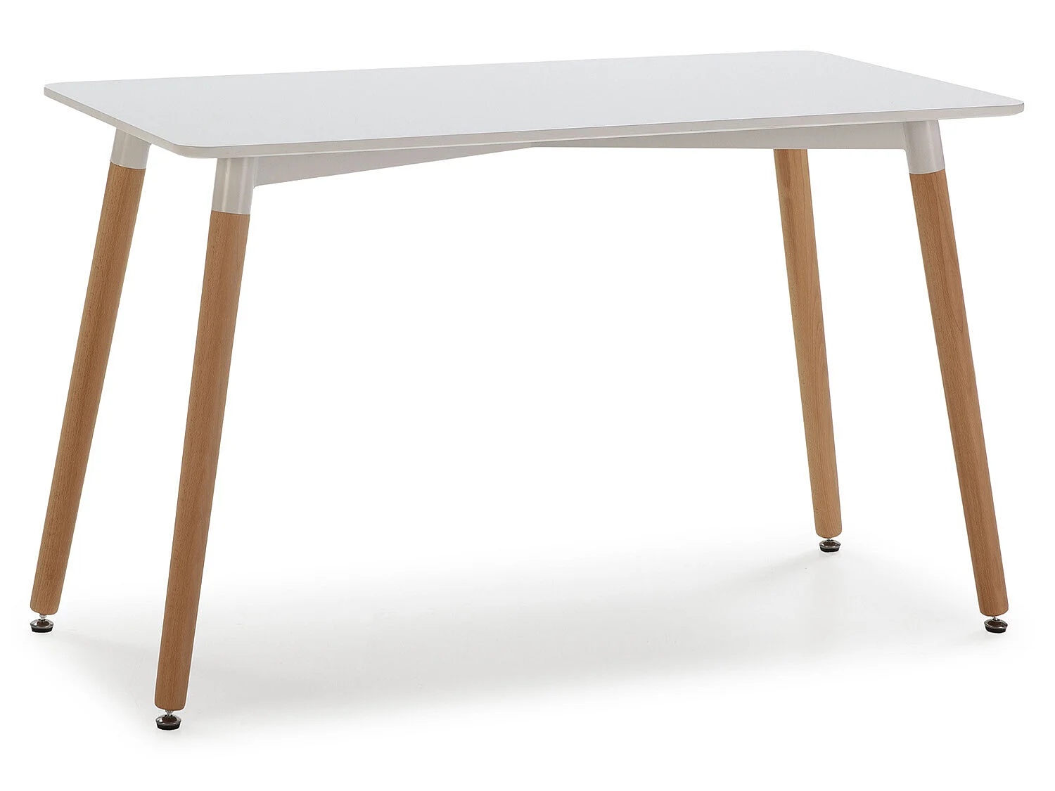 Table à manger Aroa blanche, pieds en bois de hêtre, 120x60 cm