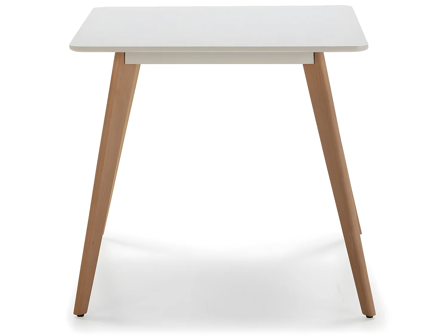 Table à manger Aroa blanche, pieds en bois de hêtre, 80x80 cm