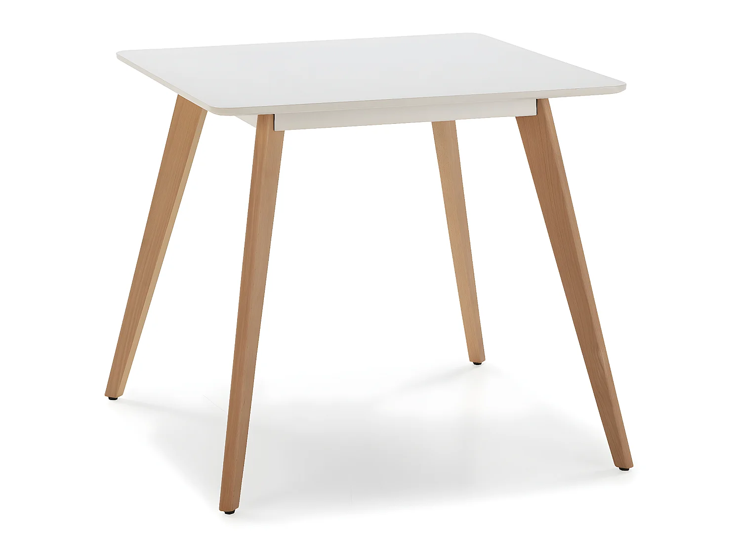 Table à manger Aroa blanche, pieds en bois de hêtre, 80x80 cm
