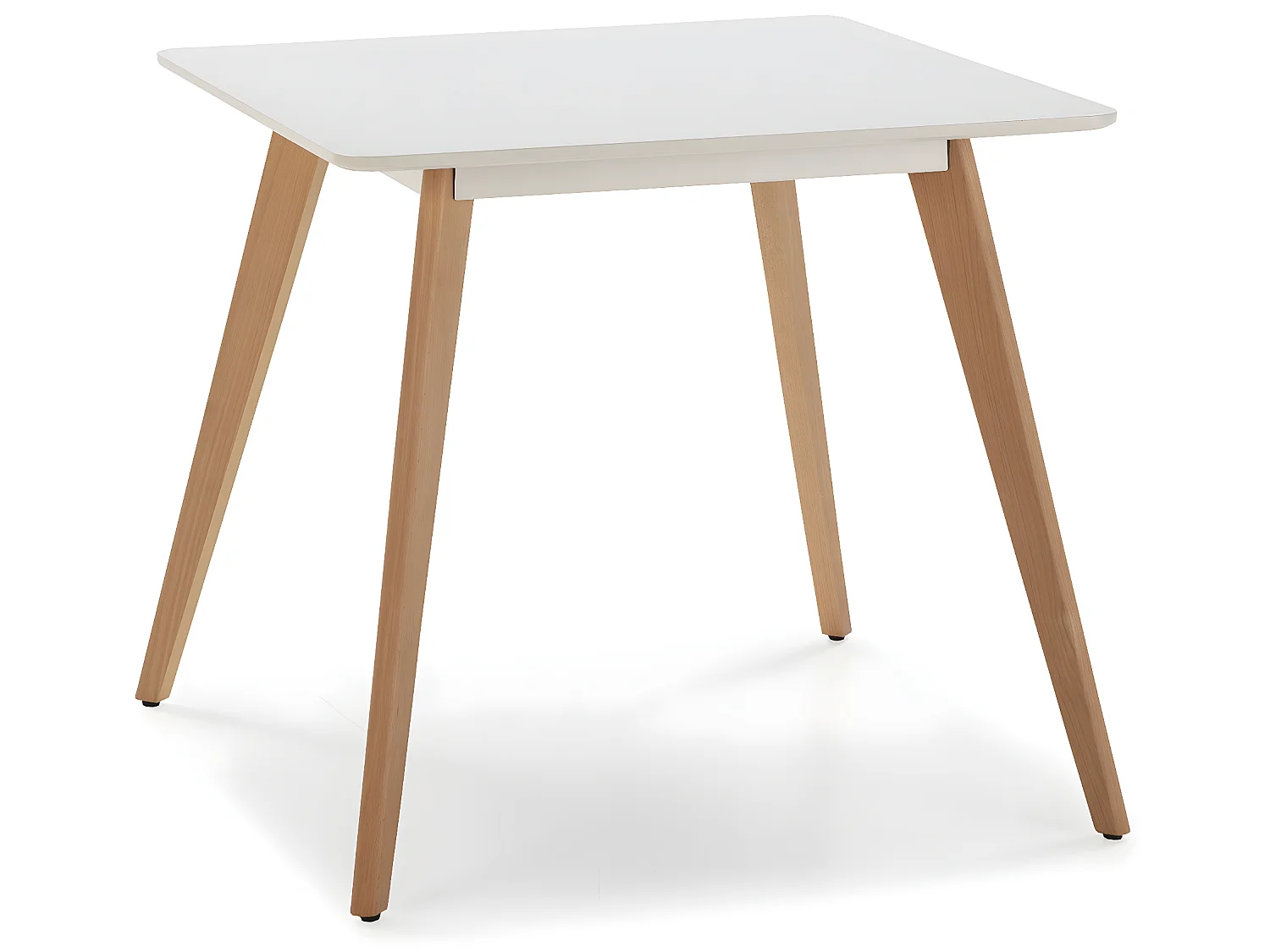 Table à manger Aroa blanche, pieds en bois de hêtre, 80x80 cm