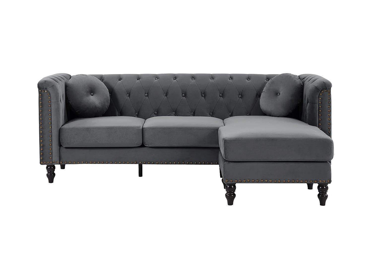 Canapé d'angle réversible en velours anthracite TURNER